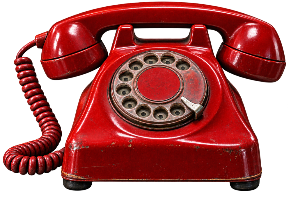 Vintage red rotary telephone